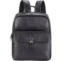 Infinity Leather Genuine Leather Vintage Laptop Backpack Travel Bag - Cove in Black