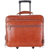 Infinity Leather Genuine Leather Wheel Laptop Briefcase Travel Cabin Pilot Bag - Nomad in Tan