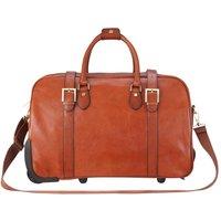 Infinity Leather Genuine Leather Wheeled Holdall Duffle Travel Cabin Bag - Holt in Tan