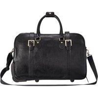 Infinity Leather Genuine Leather Wheeled Holdall Duffle Travel Cabin Bag - Holt in Black