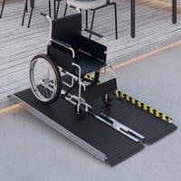 HOMCOM Folding Aluminium Wheelchair Ramp 272KG Capacity for Home in Black | Size: Large