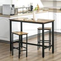 HOMCOM Industrial Bar Stools Set of 2 Counter Height Island Stools in Brown