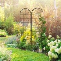 OUTSUNNY Set of 2 Metal Trellis for Climbing Plants in Black