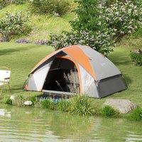 OUTSUNNY 2 Man Camping Tent w/ Sewn-in Groundsheet, 3000mm Waterproof in Orange