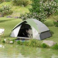 OUTSUNNY 2 Man Camping Tent w/ Sewn-in Groundsheet, 3000mm Waterproof in Green