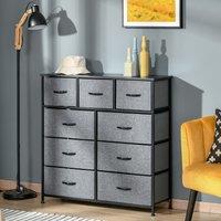 HOMCOM 9 Drawers Storage Chest Dresser Storage Organizer Unit in Black