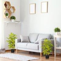 HOMCOM 2 PCs Potted Artificial Plants Bamboo Tree for Desk Indoor Outdoor in Green