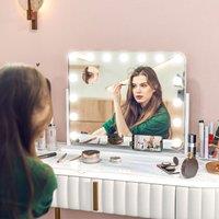 HOMCOM Hollywood Vanity Mirror with 3 Colour LED Magnifier USB Port in White