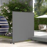 OUTSUNNY Decorative Garden Partition Screen, 6FT Portable Privacy Screen w/ Lockable Wheels, Single Freestanding Metal Room Divider Panel for Garden