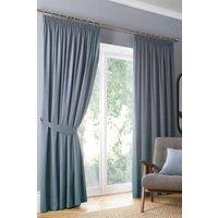 Fusion 'Dijon' Thermal & Blackout Fully Lined Pencil Pleat Curtains in Light Blue | Size: 229 cm width x 183 cm drop