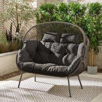 FurnitureboxUK Egg Outdoor Garden Double Chair in Grey