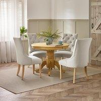 FurnitureboxUK Padstow Wooden Extending Dining Table & 4 Belgravia Chairs in Light Oak