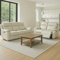 Aspire Kingsmere 3 + 2 Power Recliner Sofa Set in Real Leather in Light Grey