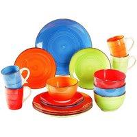 simpa Hand Painted Assorted Bright Colourful Stoneware Dinner Set | Size: 24 Pack