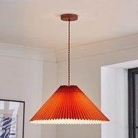 ValueLights Akira Pleated Single Drop Ceiling Pendant Light with LED Bulb in Burnt Orange