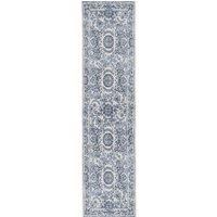 Kukoon Beige Blue Distressed Hallway Runner Rug Non Slip & Washable in Mid Blue | Size: 60 cm x 240 cm