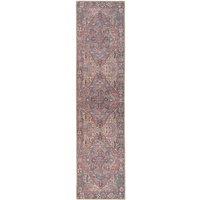 Kukoon Muted Beige Distressed Hallway Runner Rug Non Slip & Washable in Plum | Size: 60 cm x 240 cm