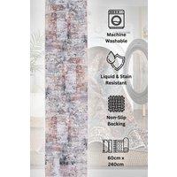Kukoon Washable Runner Rug Grey Abstract Long Hallway Carpet Mat 80cm x 300cm | Size: 80 cm x 300 cm