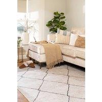 Kukoon Beige Grey Trellis Modern Abstract Washable Living Room Area Rug | Size: 80 cm x 300 cm