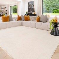 Kukoon Machine Washable Shaggy Rug Ivory Beige Fluffy Bedroom Carpet Mat in Off-White | Size: 200 cm x 290 cm