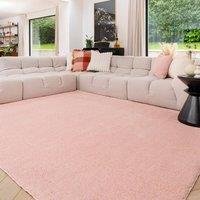 Kukoon Machine Washable Shaggy Rug Pink Soft Fluffy Bedroom Carpet Mat in Baby Pink | Size: 200 cm x 290 cm