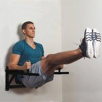 HOMCOM Gym Rack Dip Station Wall Mounted AB Knee Leg Raise Pull Up Fitness Chin in Black