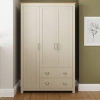 GFW Lancaster 3 Door 2 Drawer Wardrobe in Cream