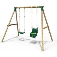 OutdoorToys Wooden Garden Swing Set with Standard Seat & Baby Seat - Luna Green