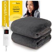 Cosi Home Faux Fur Electric Heated Throw in Grey