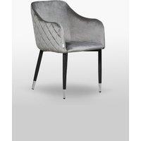 Life Interiors Single Verona Velvet Dining Chair with Quilted Back & Black Legs - Modern Accent Chair with Silver Foot Caps in Grey