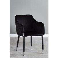 Life Interiors Single Verona Velvet Dining Chair with Quilted Back & Black Legs - Modern Accent Chair with Silver Foot Caps