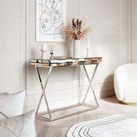 CARME HOME Knightsbridge Mirrored Console Table Rosegold in Metallics