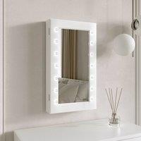 CARME HOME Katie White LED Mirrored Jewellery Cabinet