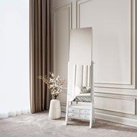 CARME HOME Nikita Full Length LED Mirror Jewellery Cabinet Free Standing in White