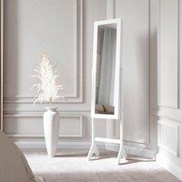 CARME HOME Caitlyn - White Standing Full Length Jewellery Mirror Cabinet Bedroom