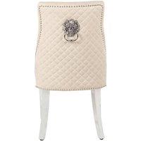 HOME LUXE INTERIOR Pair Of Minister Brushed Velvet Dining Chair With Lion Knocker Beige | Size: 1 Seater