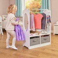 Liberty House Toys White Wooden Dress Up Unit with Storage Boxes in Grey