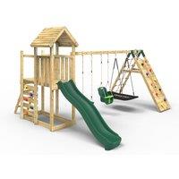 OutdoorToys Extended Tower Wooden Climbing Frame with Swings & Slide - Sanford in Beige