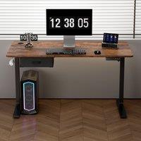 MCC Direct Electric Desk Standing or Sitting Height Adjustable Computer Desk 140cm in Walnut