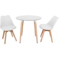 Life Interiors 'Round Lorenzo' Dining Set with a Table & Chairs Set of 2 in White