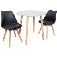 Life Interiors 'Round Lorenzo' Dining Set with a Table & Chairs Set of 2 in Black