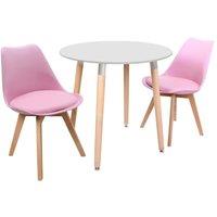 Life Interiors 'Round Lorenzo' Dining Set with a Table & Chairs Set of 2 in Pink