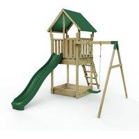 OutdoorToys Wooden Climbing Frame with Play Tower & Slide - M1 Wychwood in Brown