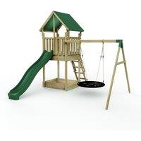 OutdoorToys Wooden Climbing Frame with Play Tower & Slide - M1 Charnwood in Brown
