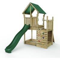 OutdoorToys Wooden Climbing Frame with Play Tower & Slide - M3 Ramp in Brown