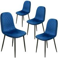 Alivio Ergonomic Velvet Dining Chairs for Indoor Outdoor (Pack of 4) in Blue