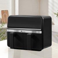 Alivio 9L Dual Basket Digital Air Fryer 14-Preset LED Touch Oil-Free Oven in Black