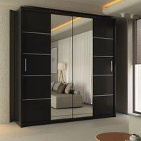 Sliding Wardrobes 4U Ribon Sliding Mirror Door Wardrobe 203cm X 217cm in Black | Size: 203 cm X 217 cm