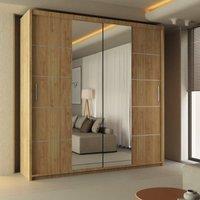 Sliding Wardrobes 4U Ribon Sliding Mirror Door Wardrobe 120cm X 217cm in Light Oak | Size: 120 cm X 217 cm