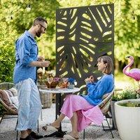 OUTSUNNY Metal Outdoor Privacy Screen with Stand for Garden Black